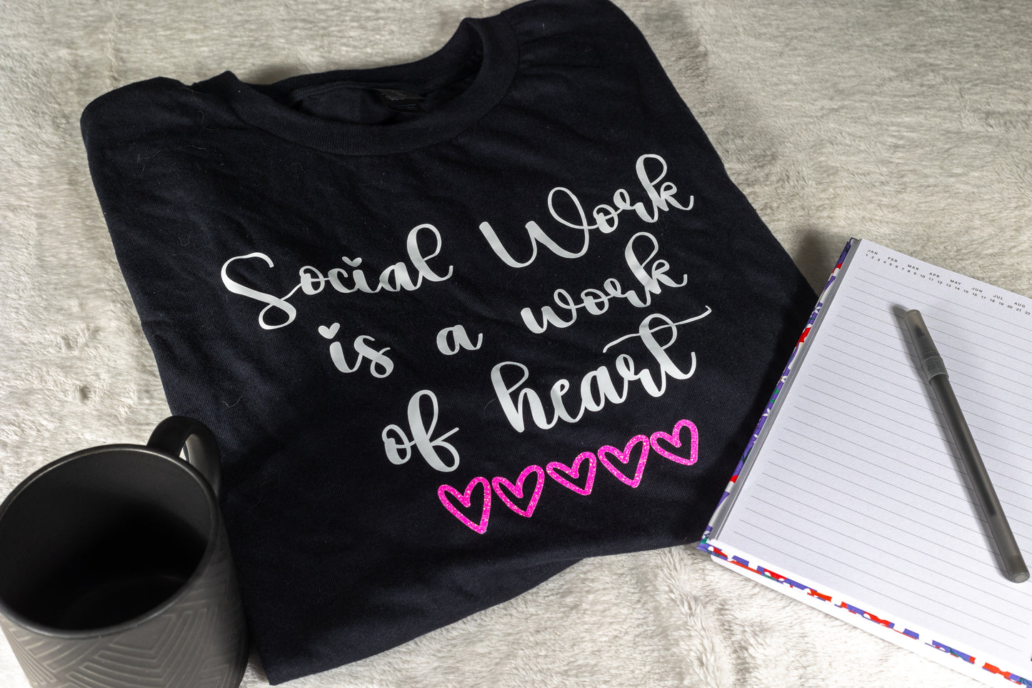 “Social Work is a work of heart” short sleeve t-shirt