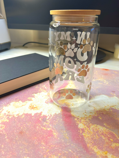 “In My Dog Mom Era” Glass Cup