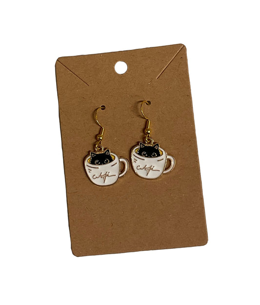 Cat Coffee Cup Earrings