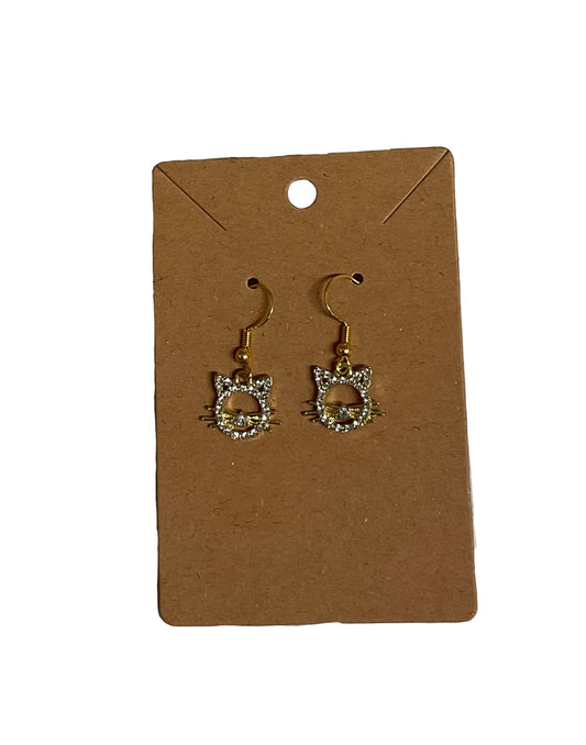 Rhinestone Cat Earrings