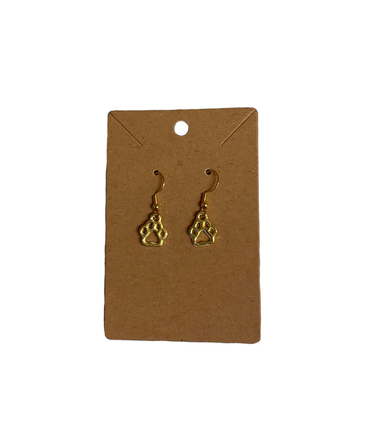Gold Paw Print Earrings