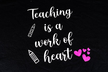 “Teaching is a work of heart” short sleeve t-shirt